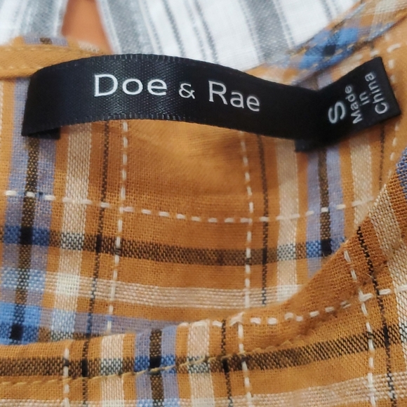 🍎2 Items/$12 DOE & RAE GOLDEN PLAID  LONG SLEEVE TIE FRONT TOP - Picture 8 of 8